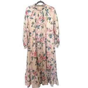 JardinVue Boho Long Sleeve Maxi Dress Ruffles  Cream Size Large NWT